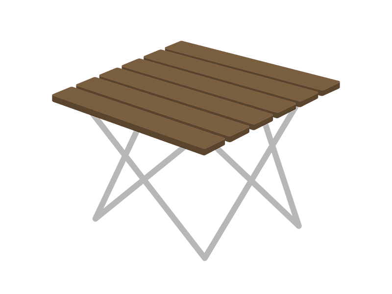 アウトドア用のテーブルの透過PNGイラスト