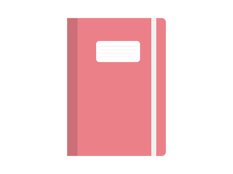 ピンク色のノートの透過PNGイラスト