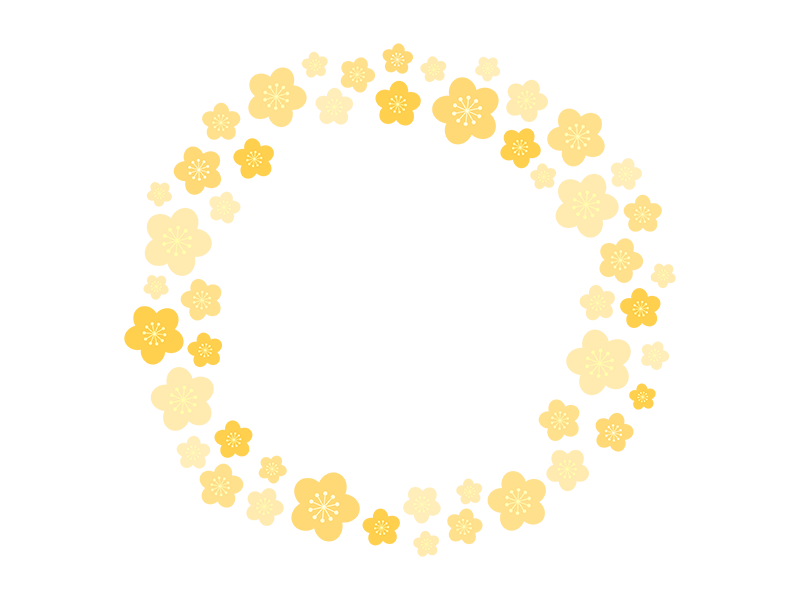 円形の黄色の花のフレームの透過PNGイラスト