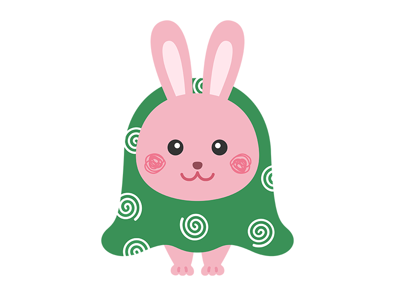 風呂敷をかぶった、ウサギのキャラクターの透過PNGイラスト