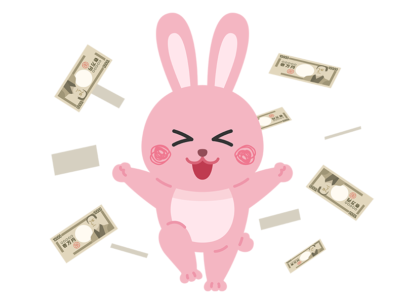 お金持ちの、ウサギのキャラクターの透過PNGイラスト