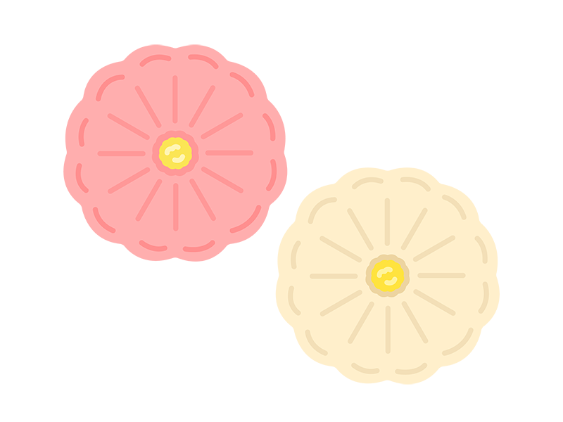 花の形をした、和菓子の透過PNGイラスト
