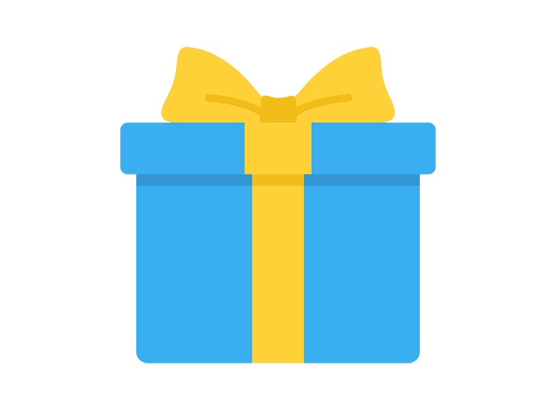 青色のプレゼントの箱の無料イラスト