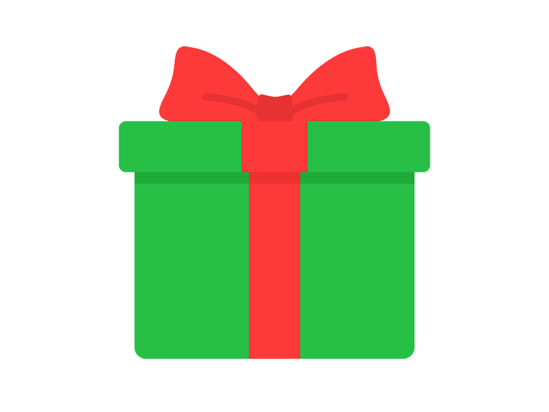 緑色のプレゼントの箱の無料イラスト