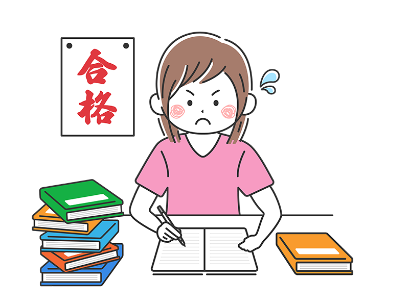 Free illustration of a woman studying for an entrance exam