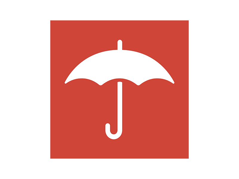水濡れ注意の、傘マークステッカーの無料イラスト