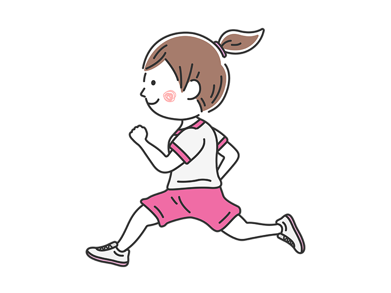 体操服を着て、走っている女の子の無料イラスト
