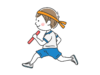 運動会のリレーで、バトンを持って走る、男の子の無料イラスト