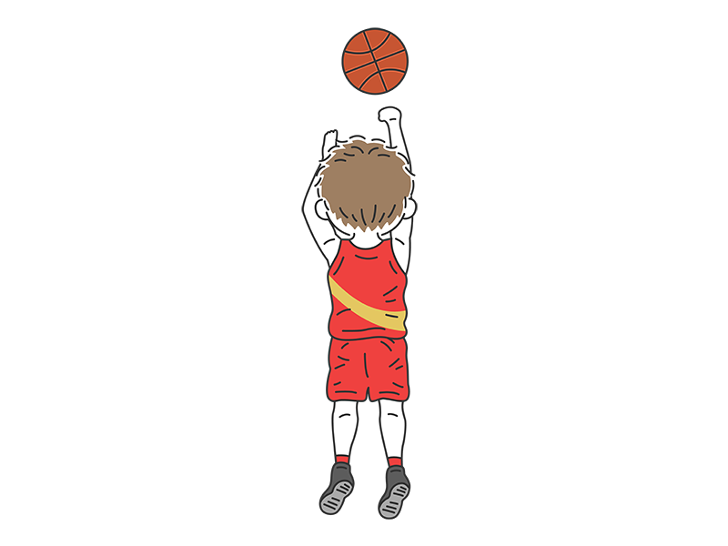 シュートをする、男性バスケットボール選手の無料イラスト