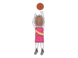 シュートをする、女性バスケットボール選手の無料イラスト