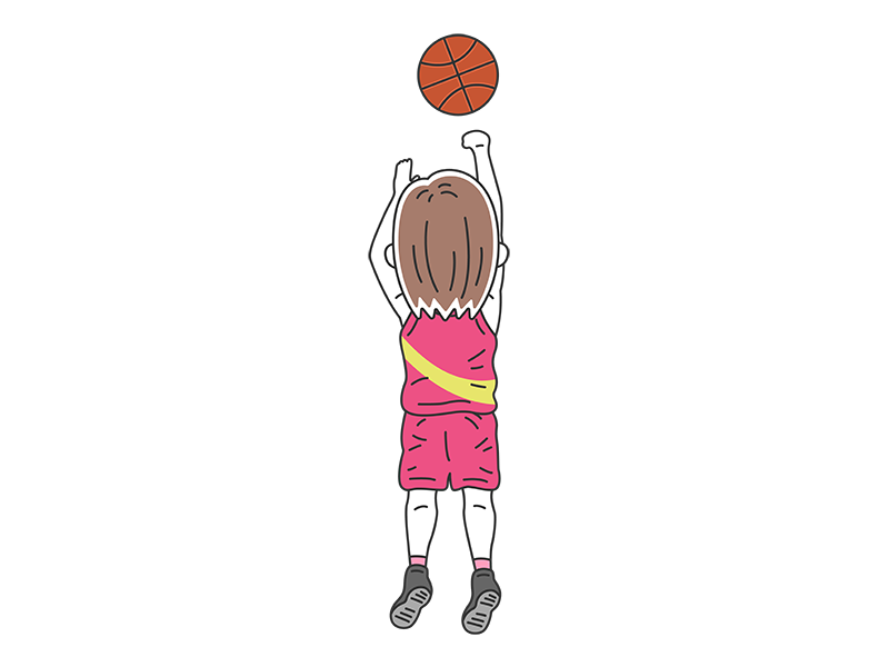 シュートをする、女性バスケットボール選手の無料イラスト