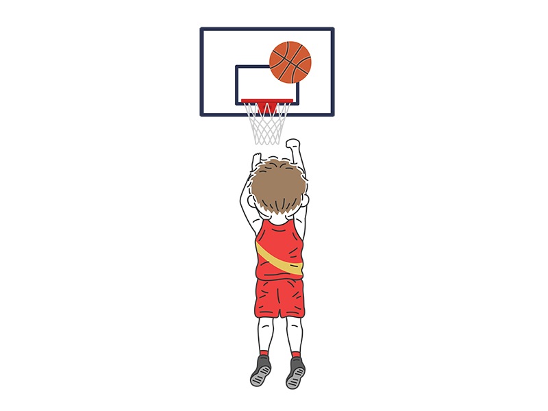 フリースローをする、男性バスケットボール選手の無料イラスト
