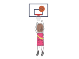 フリースローをする、女性バスケットボール選手の無料イラスト