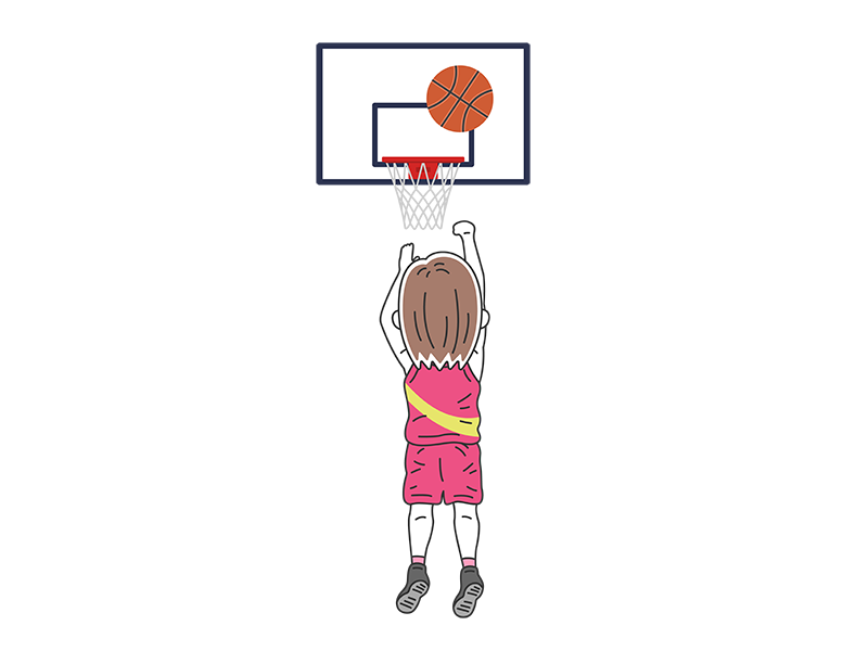 フリースローをする、女性バスケットボール選手の無料イラスト