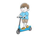 キックスケーターに乗る、男の子の無料イラスト