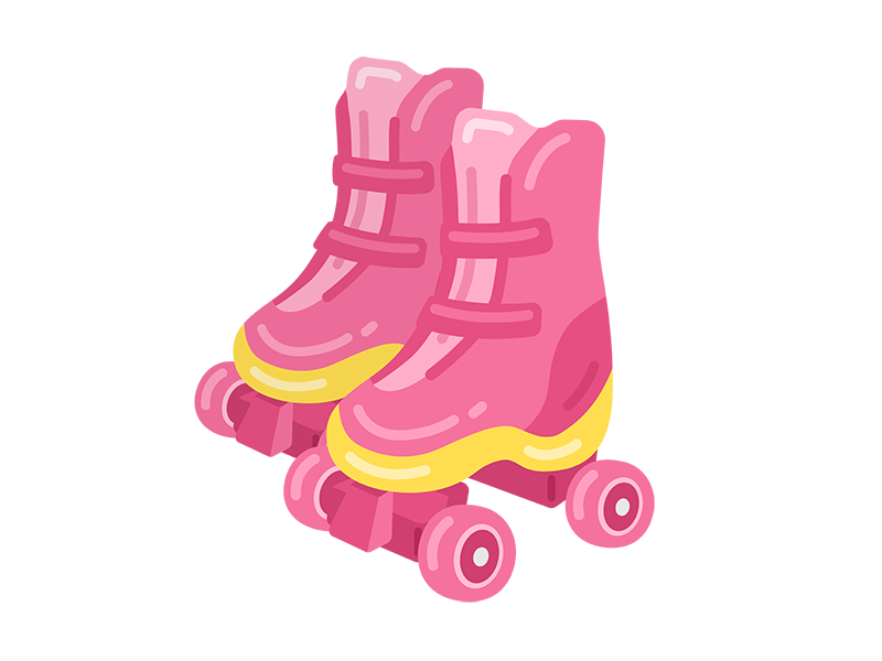 ピンク色のローラースケートの無料イラスト