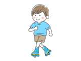 ローラースケートで遊ぶ、男の子の無料イラスト