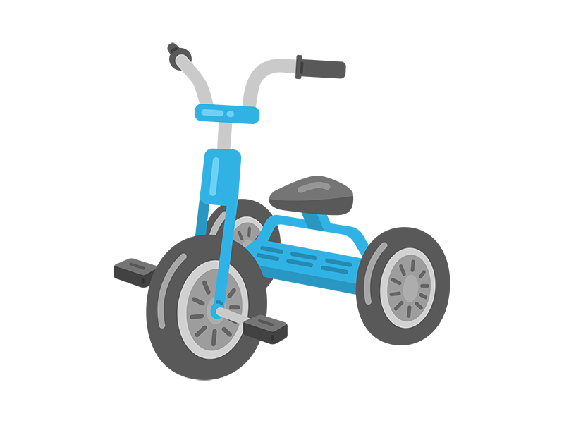 水色の、子供用の三輪車の無料イラスト