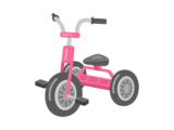 ピンク色の、子供用の三輪車の無料イラスト