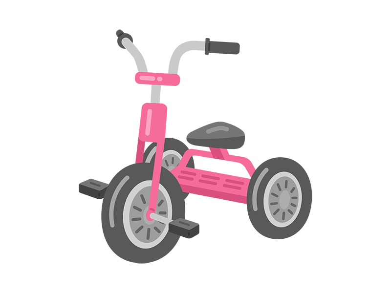 ピンク色の、子供用の三輪車の無料イラスト