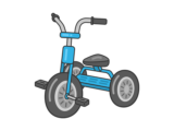 水色の、子供用の三輪車（フチあり）の無料イラスト