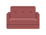 赤色のソファベッドの無料イラスト