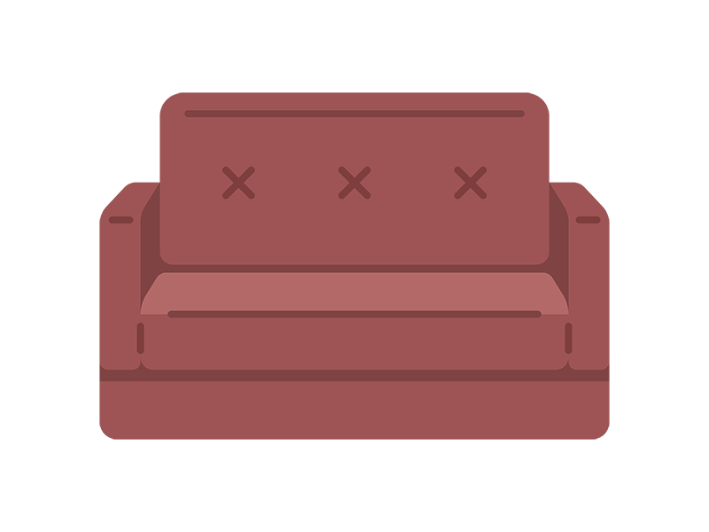 赤色のソファベッドの無料イラスト