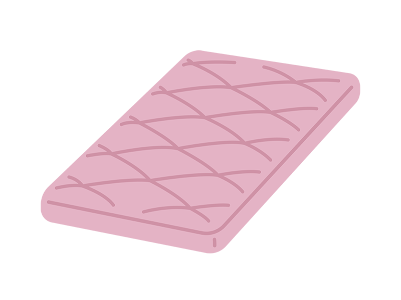ピンク色の、敷布団の無料イラスト
