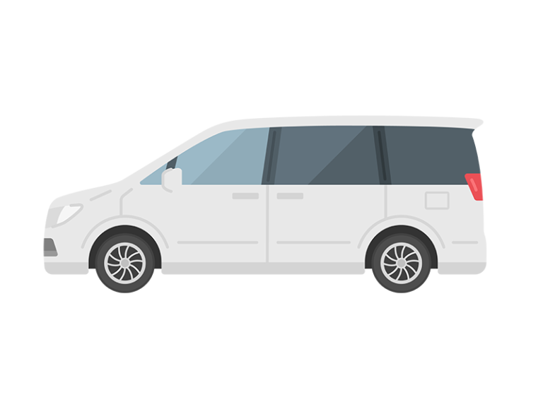 横から見た、白色のミニバンの自動車の無料イラスト｜透過PNG・商用利用OK | 無料・商用OKのイラスト素材｜イラストセンター