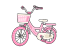 キッズ用の、ピンク色の自転車の無料イラスト