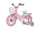 キッズ用の、補助輪付きの、ピンク色の自転車の無料イラスト