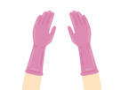 キッチン用の、ゴム手袋をつける人の無料イラスト