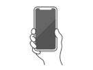黒色液晶画面の、スマートフォンを持つ人の無料イラスト