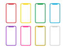 白色液晶画面の、スマートフォンのカラーバリエーションの無料イラスト