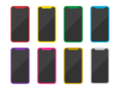 黒色液晶画面の、スマートフォンのカラーバリエーションの無料イラスト
