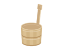お風呂用の、檜の片手桶の無料イラスト