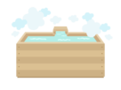 お湯を張った、檜のお風呂の無料イラスト