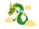 觔斗雲の中にいる、玉を持った龍（立ち絵）の無料イラスト