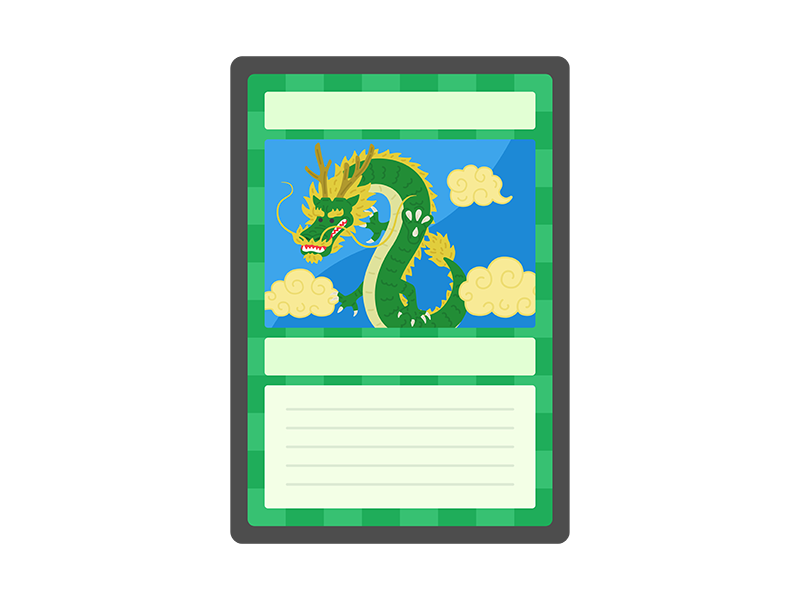 トレーディングカードの、ドラゴンのクリーチャーカードの無料イラスト