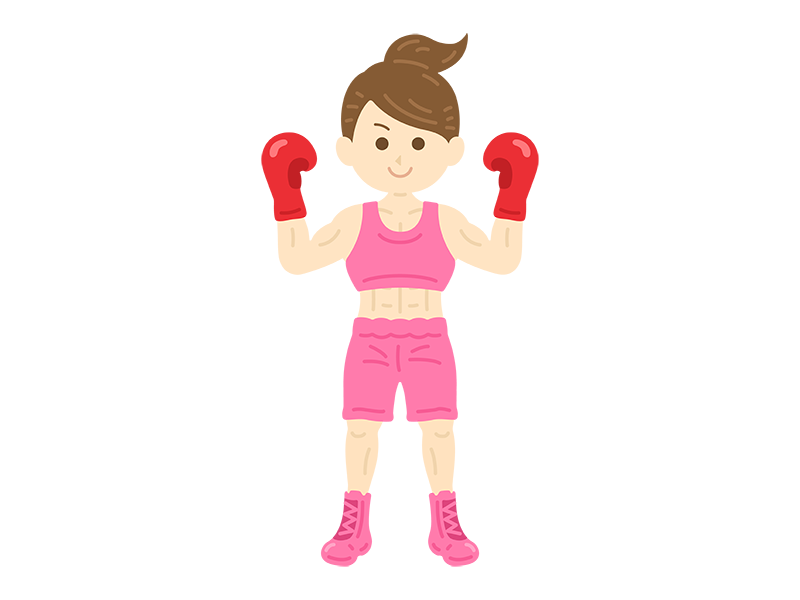 女性のボクシング選手の無料イラスト