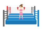 ボクシングリングに立つ、女性ボクサーの無料イラスト