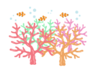 カクレクマノミと、珊瑚礁の無料イラスト