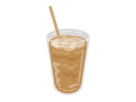 カップに入った、アイスカフェオレの無料イラスト
