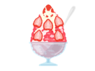 カップに入った、いちごのフルーツかき氷の無料イラスト