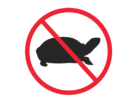 ミシシッピアカミミガメの放流禁止マーク（シルエット）の無料イラスト