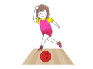 ボウリングボールを投げる、女性の無料イラスト