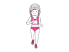 帽子をかぶった、女性のマラソン選手の無料イラスト