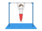 鉄棒をする、男性の体操選手の無料イラスト