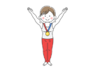 金メダルをかけた、男性の体操選手の無料イラスト
