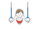 吊り輪をする、男性の体操選手の無料イラスト